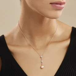 New Histoire d'Or Collier Lynes Argent Rose Perle De Culture Et Oxyde De Zirconium