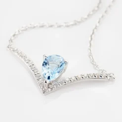 Online Histoire d'Or Collier Marlene Or Blanc Topaze Et Oxyde De Zirconium