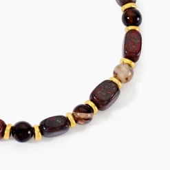 Histoire d'Or Collier Miky Acier Jaune Pierre De Synthese Agate