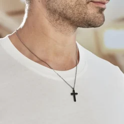 Clearance Histoire d'Or Collier Moletee Acier Blanc