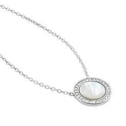 New Histoire d'Or Collier Nawala De Zirconium Et Nacre argent blanc oxyde
