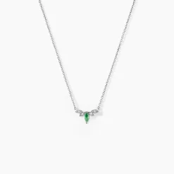 Discount Histoire d'Or Collier Or Blanc Febe Emeraude Diamant