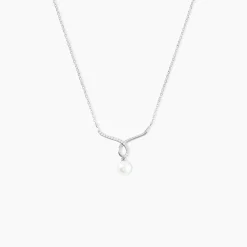 Histoire d'Or Collier Or Blanc Proximae Perle De Culture Oxydes De Zirconium* Colliers|Colliers