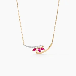 Outlet Histoire d'Or Collier Petale Et Diamant or bicolore rubis