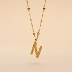 Hot Histoire d'Or Collier Plaqué Or Jaune Lettra