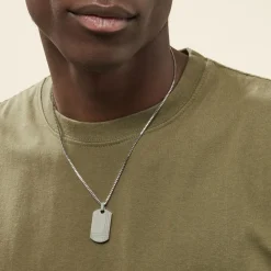 Histoire d'Or Collier Quadrillage Acier Blanc* Bijoux Personnalisés|Colliers