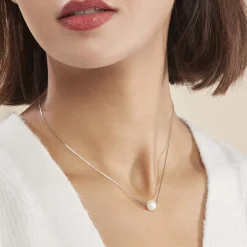 New Histoire d'Or Collier Rada Maille Venitienne Argent Blanc Perle De Culture