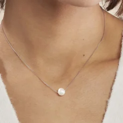 New Histoire d'Or Collier Rada Maille Venitienne Argent Blanc Perle De Culture