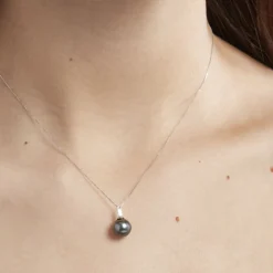 Discount Histoire d'Or Collier Semi-baroque Or Blanc Perle De Culture De Tahiti