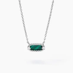 New Histoire d'Or Collier Serafine Argent Blanc Malachite Oxyde De Zirconium argent blanc malachite vert
