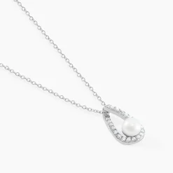 Discount Histoire d'Or Collier Sohaliaae Argent Blanc Perle De Culture Et Oxyde De Zirconium