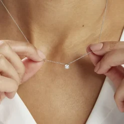 Histoire d'Or Collier Solitaire Victoria Platine Blanc Diamant