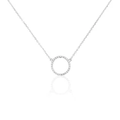 Histoire d'Or Collier Stip Or Blanc Oxyde De Zirconium