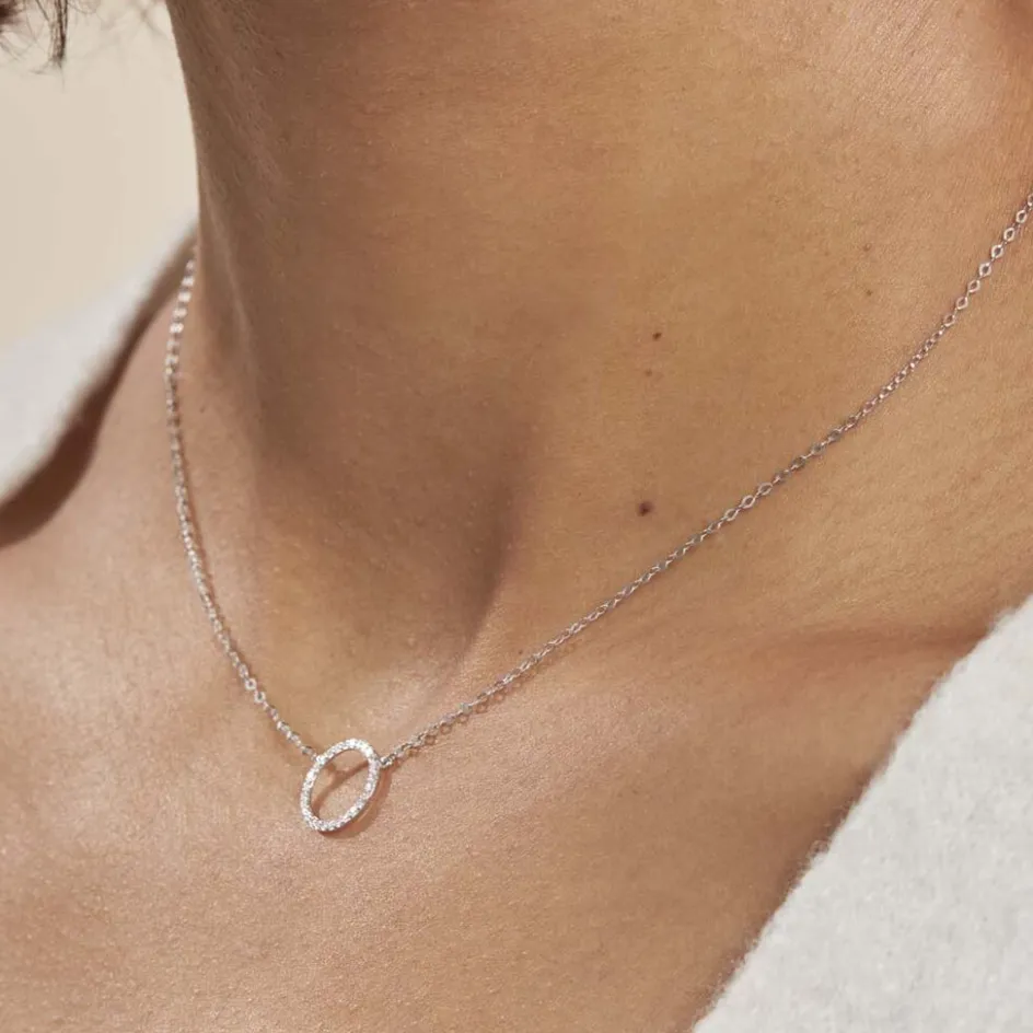 Histoire d'Or Collier Stip Or Blanc Oxyde De Zirconium