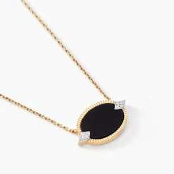 Outlet Histoire d'Or Collier Tahina Or Jaune Onyx Diamant or jaune onyx noir