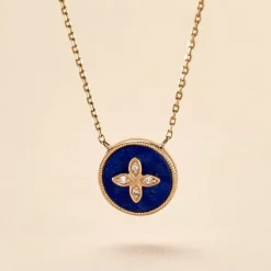 Discount Histoire d'Or Collier Talisman Or Jaune Lapis Lazuli Diamant or jaune lapis lazuli bleu
