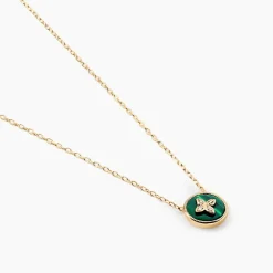 Sale Histoire d'Or Collier Talisman Or Jaune Malachite Diamant