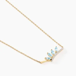 Clearance Histoire d'Or Collier Tiara Or Jaune Topaze Oxyde De Zirconium or jaune topaze bleu sky