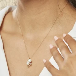 Discount Histoire d'Or Collier Wandula Or Jaune Perle De Culture Et Diamant