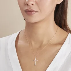 Hot Histoire d'Or CORANTIN KREUZ 2 Unisex Anhänger Gold Bicolor 375 (9 Karat) Religiöses Kreuz