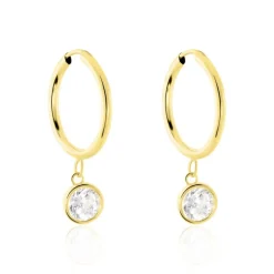 Discount Histoire d'Or Creoles Or Jaune Lowan Oxyde De Zirconium