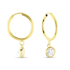 Discount Histoire d'Or Creoles Or Jaune Lowan Oxyde De Zirconium