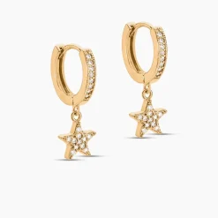 Discount Histoire d'Or Creoles Plaqué Or Jenny Oxydes Etoiles