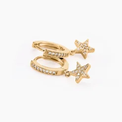 Discount Histoire d'Or Creoles Plaqué Or Jenny Oxydes Etoiles