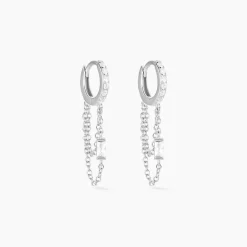 Histoire d'Or Créole Argent Blanc Javier Oxydes De Zirconium* Boucles D'Oreilles|Boucles D'Oreilles Fantaisie