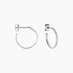Histoire d'Or Créoles Ahab Argent Blanc Oxyde De Zirconium* Boucles D'Oreilles|Boucles D'Oreilles Fantaisie