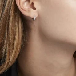 Hot Histoire d'Or Créoles Alexa Argent Blanc Oxyde De Zirconium