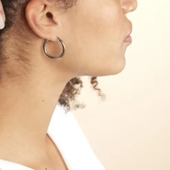 Hot Histoire d'Or Créoles Argent Blanc Anne