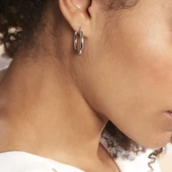 Hot Histoire d'Or Créoles Argent Blanc Anne