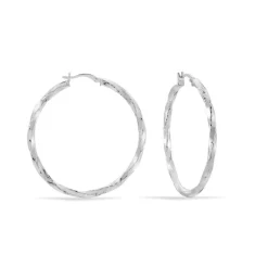 Histoire d'Or Créoles Argent Blanc Diane* Boucles D'Oreilles|Boucles D'Oreilles Créoles