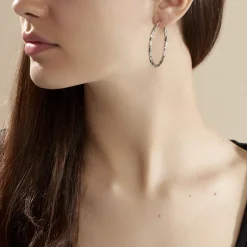 Histoire d'Or Créoles Argent Blanc Diane* Boucles D'Oreilles|Boucles D'Oreilles Créoles