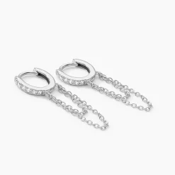 Clearance Histoire d'Or Créoles Argent Blanc Ibai Oxydes De Zirconium