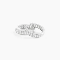 Discount Histoire d'Or Créoles Argent Blanc Menelas Oxydes De Zirconium