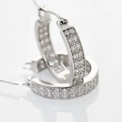 Discount Histoire d'Or Créoles Argent Blanc Menelas Oxydes De Zirconium