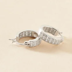 Clearance Histoire d'Or Créoles Argent Blanc Menelas Oxydes De Zirconium