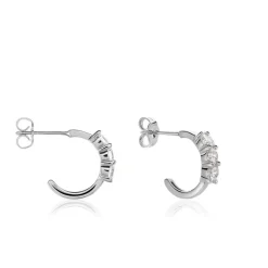 Histoire d'Or Créoles Argent Blanc Rosaure Oxydes De Zirconium* Boucles D'Oreilles|Boucles D'Oreilles Fantaisie