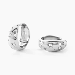 Histoire d'Or Créoles Astre Precieux Argent Blanc Oxyde De Zirconium