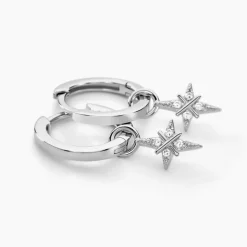 Histoire d'Or Créoles Astre Precieux Argent Blanc Oxyde De Zirconium* Boucles D'Oreilles|Boucles D'Oreilles Fantaisie