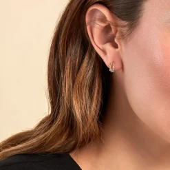 Histoire d'Or Créoles Beauté Bleutée Or Jaune Topaze Oxyde De Zirconium* Boucles D'Oreilles|Boucles D'Oreilles Créoles