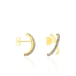 Histoire d'Or Créoles Bleona Croisees Or Jaune Strass* Boucles D'Oreilles|Boucles D'Oreilles Créoles