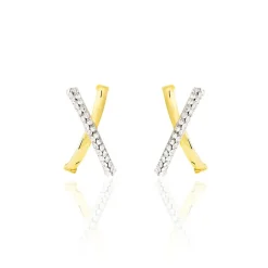 Histoire d'Or Créoles Bleona Croisees Or Jaune Strass* Boucles D'Oreilles|Boucles D'Oreilles Créoles
