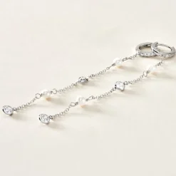 Online Histoire d'Or Créoles Cadogan Argent Blanc Perle De Culture Oxyde De Zirconium