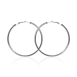 Hot Histoire d'Or Créoles Carmeline Acier Blanc