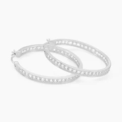 Histoire d'Or Créoles Classique Argent Blanc Django Oxyde De Zirconium* Boucles D'Oreilles|Boucles D'Oreilles Créoles