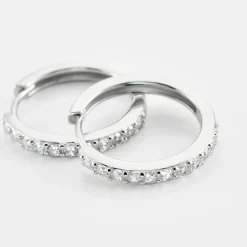 Clearance Histoire d'Or Créoles Classique Argent Blanc Jussi Oxyde De Zirconium