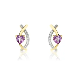 Histoire d'Or Créoles Clothilde Or Jaune Améthyste Oxyde De Zirconium* Boucles D'Oreilles|Boucles D'Oreilles Créoles